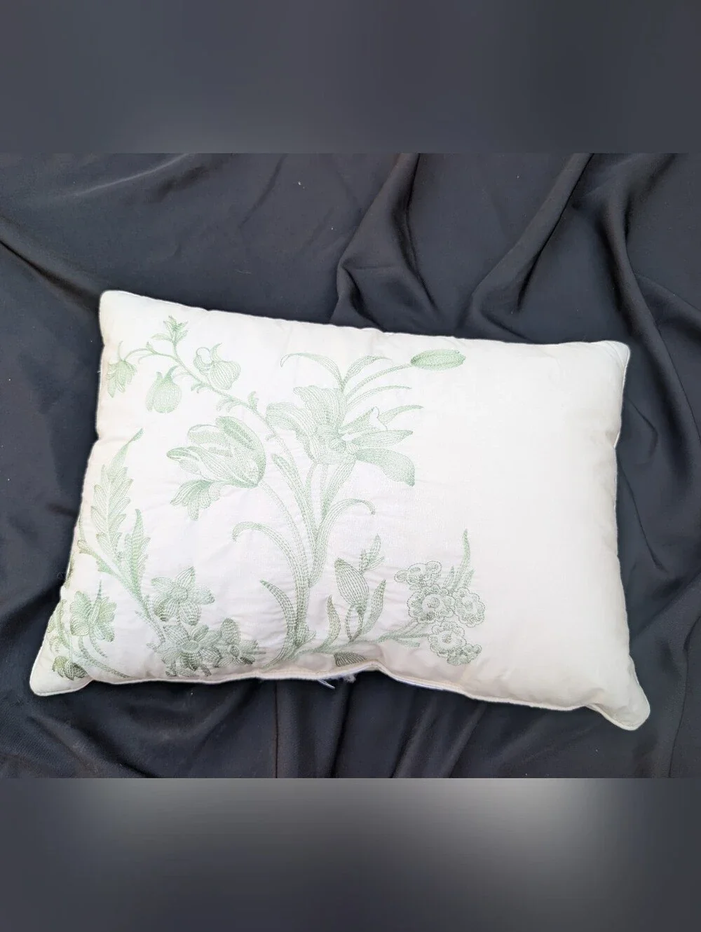 Laura Ashley Embroidered Green & Cream Accent Pillow - Natalie Print